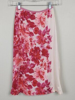 Vintage 60s Hollywood Vassarette Floral Half Slip Lingerie Skirt Pink Small XS